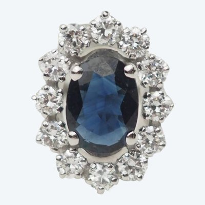 Anello Margherita in oro bianco, zaffiro e diamanti