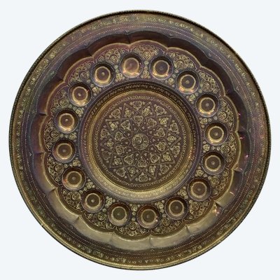 Orientalisches Teetablett aus Kupfer 95,5 cm XXe