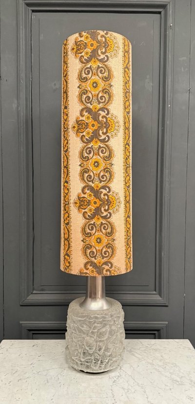 Blown glass lamp 1970 with original vintage shade