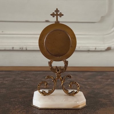18th century bronze reliquary on marble base