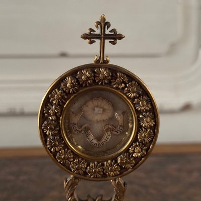 18th century bronze reliquary on marble base