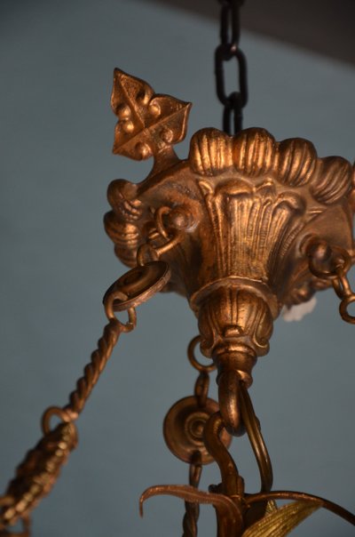 Laterne aus mundgeblasenem Glas und vergoldeter Bronze