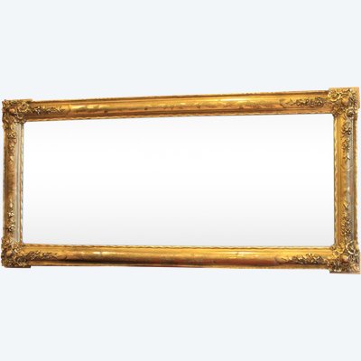 63 X 130 cm Antico specchio da restauro orizzontale, foglia d'oro, vetro di mercurio