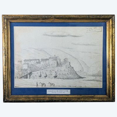 Disegno della campagna di Spagna sotto Luigi XVIII - datato e localizzato