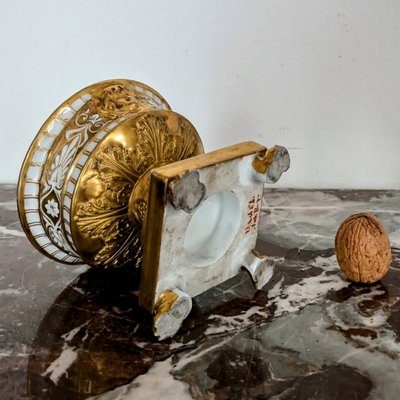 Darte Frères - piccolo calamaio Impero, Restauro - porcellana dorata