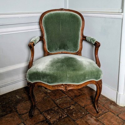 Louis Delanois, Meister 1761 - Cabrioletsessel - Buche natur und Seidensamt
