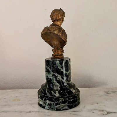 Italia, 1700 circa - busto in bronzo dorato di un imperatore romano - base verde mare
