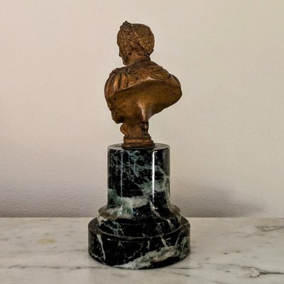 Italia, 1700 circa - busto in bronzo dorato di un imperatore romano - base verde mare