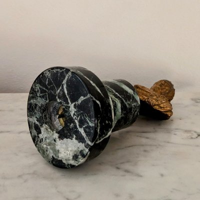 Italia, 1700 circa - busto in bronzo dorato di un imperatore romano - base verde mare