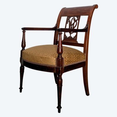 Cressent - Empire period desk chair - mahogany and silk
