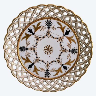 Darte Frères - rare openwork porcelain dish - Consulate, Empire