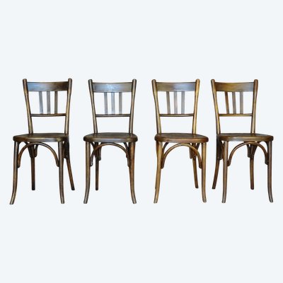 Set of 4 bistro chairs by Fischel 1930 N° 132 1/2, no Thonet