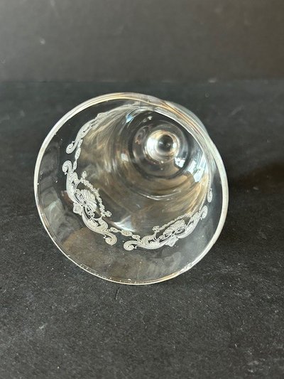 Paar Gläser mit Pomponette - Kristallglas mit Gravur