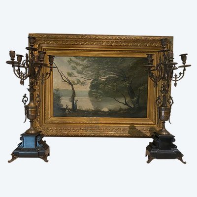Large pair of bronze and marble candelabra, 19th century