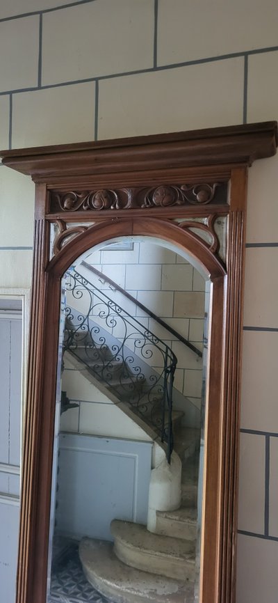Elément de boiserie Miroir / Art Nouveau / Acajou