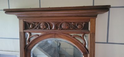 Elément de boiserie Miroir / Art Nouveau / Acajou