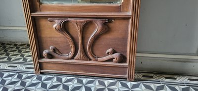 Elément de boiserie Miroir / Art Nouveau / Acajou