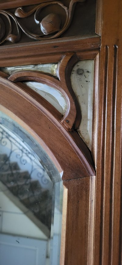 Elément de boiserie Miroir / Art Nouveau / Acajou