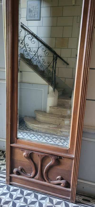 Elément de boiserie Miroir / Art Nouveau / Acajou