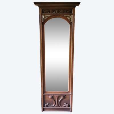 Elément de boiserie Miroir / Art Nouveau / Acajou