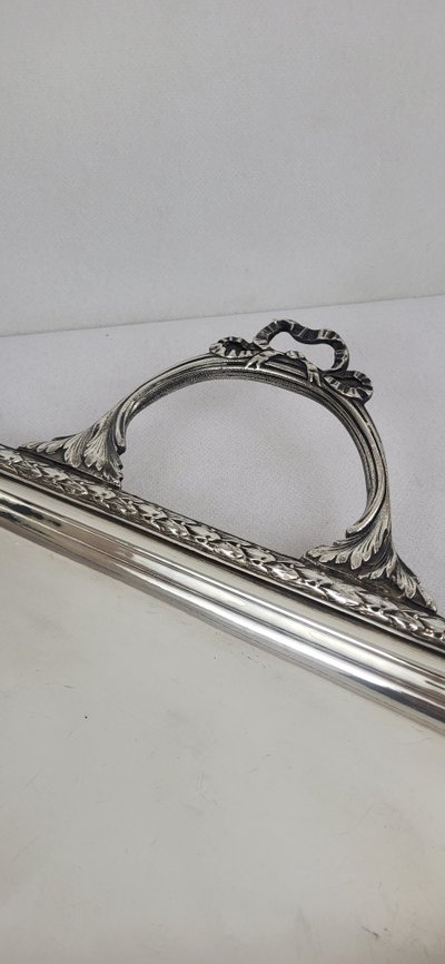 Silver-plated metal tray Louis XVI style