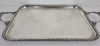 Silver-plated metal tray Louis XVI style