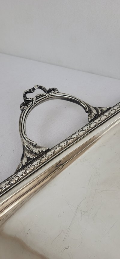 Silver-plated metal tray Louis XVI style