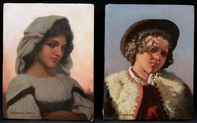 Guerrino GUARDABASSI, Portraits d'un berger et d'une bergère romains