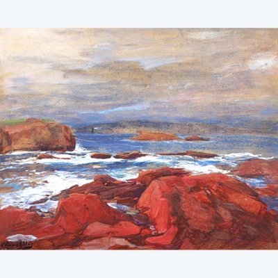 Eugène Louis GILLOT, Les roches rouges et le phare à Agay