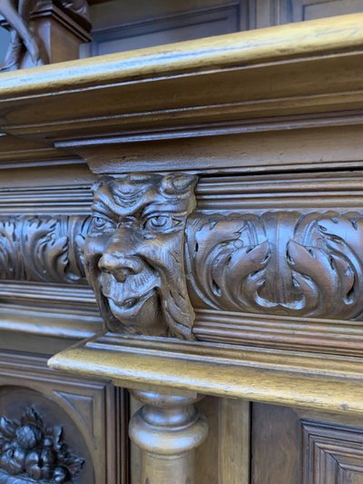 Carved Walnut Sideboard – Renaissance Style – Late 19th Century