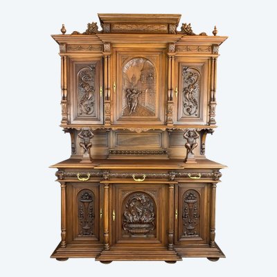 Carved Walnut Sideboard – Renaissance Style – Late 19th Century