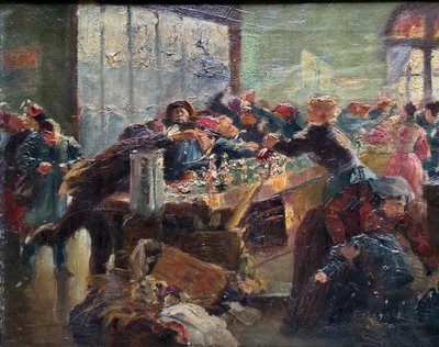 Ecole française de la fin du XIXème siècle - Lebhaftes Pariser Bistro, circa 1890