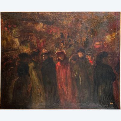 George Bottini (1874-1907) zugeschrieben - Belebtes Paris am Abend, circa 1900