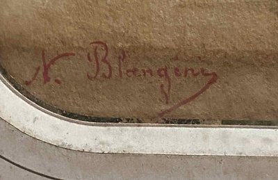 Hängende Gemälde XIX° neapolitanische Schule "Fischerpaar" signiert N. Blangini
