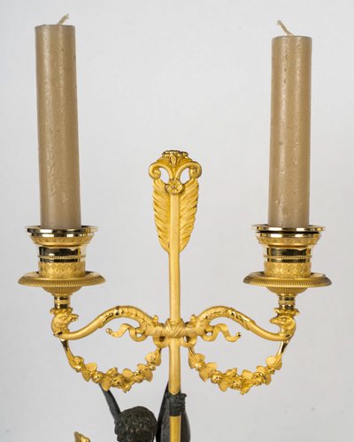 François Louis Savart - Paire de candélabres en bronze à décor d’Amours ailés, époque Empire