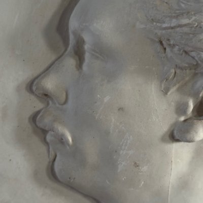 Plaster bas-relief of a man with a mustache from the 19th century, velvet frame