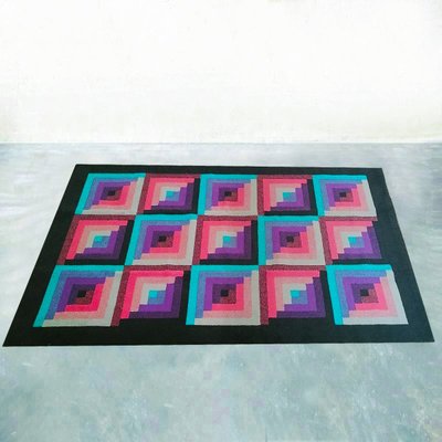 1980s Gorgeous Geometric Italian Woolen Rug by Missoni for T&J Vestor