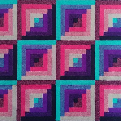 1980s Gorgeous Geometric Italian Woolen Rug by Missoni for T&J Vestor