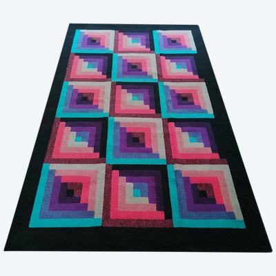 1980s Gorgeous Geometric Italian Woolen Rug by Missoni for T&J Vestor