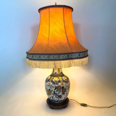 Large hand-painted ceramic lamp - Maison Drimmer in Rodez - Unique model - Height 76 cm