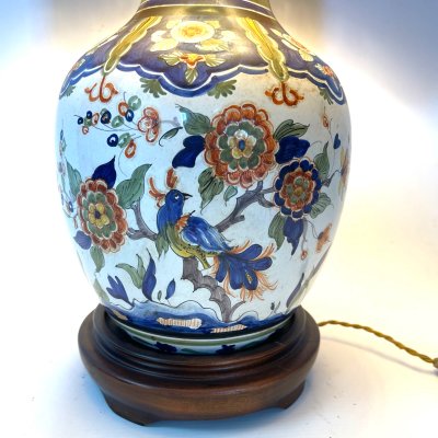 Large hand-painted ceramic lamp - Maison Drimmer in Rodez - Unique model - Height 76 cm
