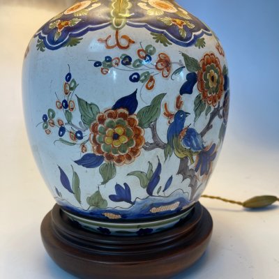 Large hand-painted ceramic lamp - Maison Drimmer in Rodez - Unique model - Height 76 cm