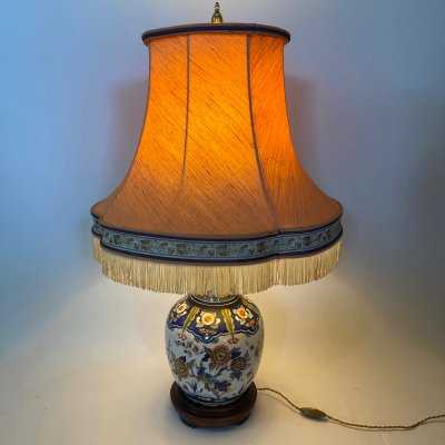 Large hand-painted ceramic lamp - Maison Drimmer in Rodez - Unique model - Height 76 cm