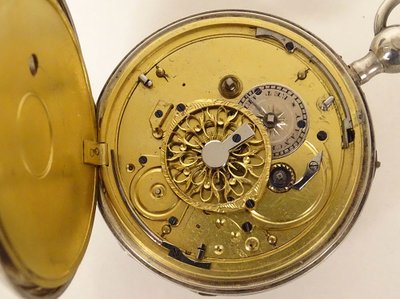 Taschenuhr mit Schlagwerk Massivsilber Hahnwerk Vieillard XIX.