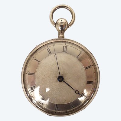 Taschenuhr mit Schlagwerk Massivsilber Hahnwerk Vieillard XIX.