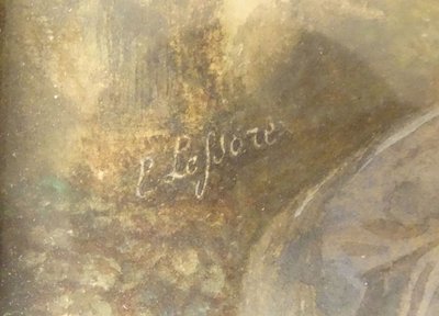 Paar Aquarelle Emile Lessore nackte Frauen badende Najaden Sèvres XIX.