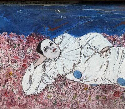 Emile Antoine Coulon (1868-1937) - Weißer Pierrot auf einem Bett aus Rosen, 1920