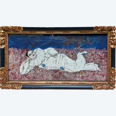 Emile Antoine Coulon (1868-1937) - Weißer Pierrot auf einem Bett aus Rosen, 1920