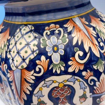 Large Rouen earthenware lamp - Hand-painted - Height 83 cm