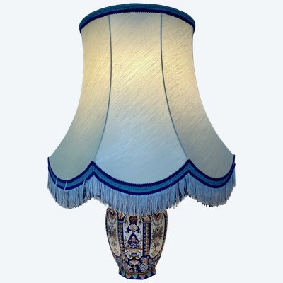 Large Rouen earthenware lamp - Hand-painted - Height 83 cm